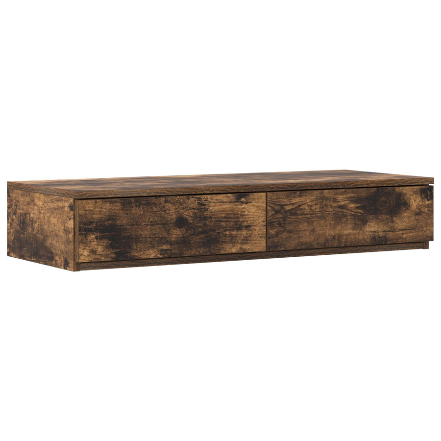 Opslagbedframe Gerookt Eiken Hout, Spaanplaat Eenpersoons Opslag Artisanaal Eiken