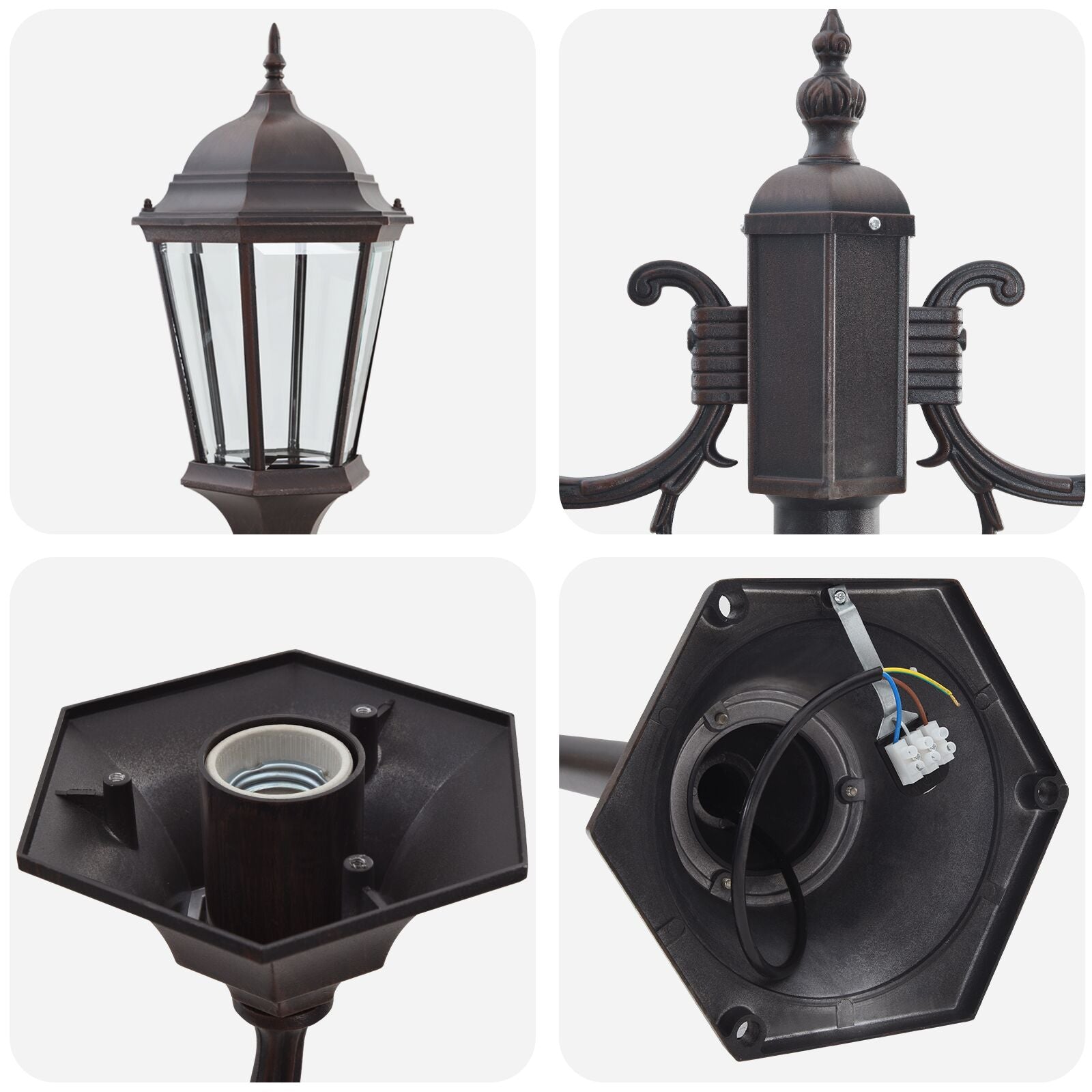 Tuinlichtpaal 2-Lamp E27 220 Cm Aluminium Brons