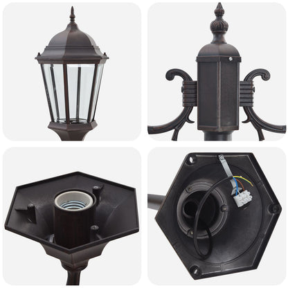 Tuinlichtpaal 2-Lamp E27 220 Cm Aluminium Brons