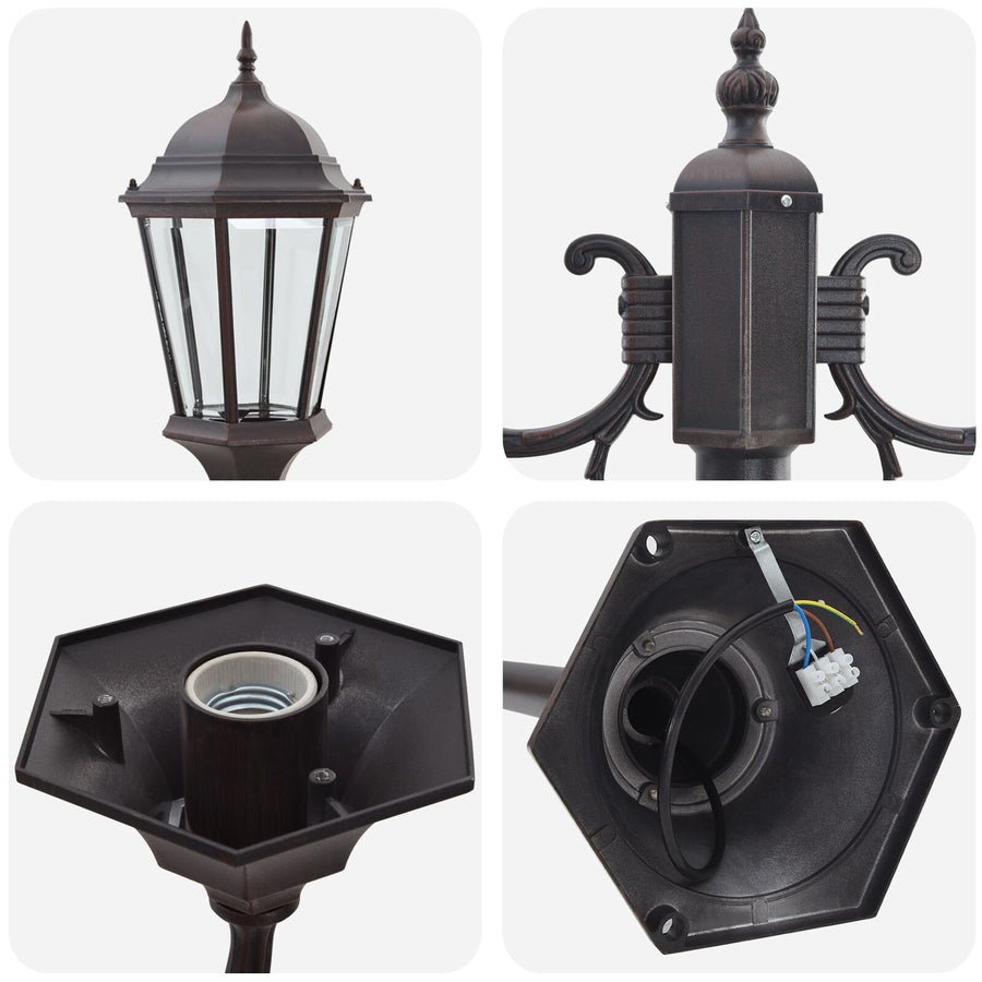 Tuinlichtpaal 2-Lamp E27 220 Cm Aluminium Brons