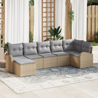 Loungeset 7 personen poly rotan beige