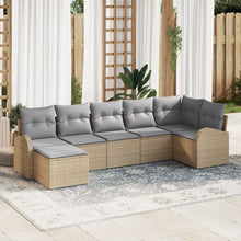 Tuinbankset Set Van 7 Beige Riet Tuinbank Rechthoekig Modern
