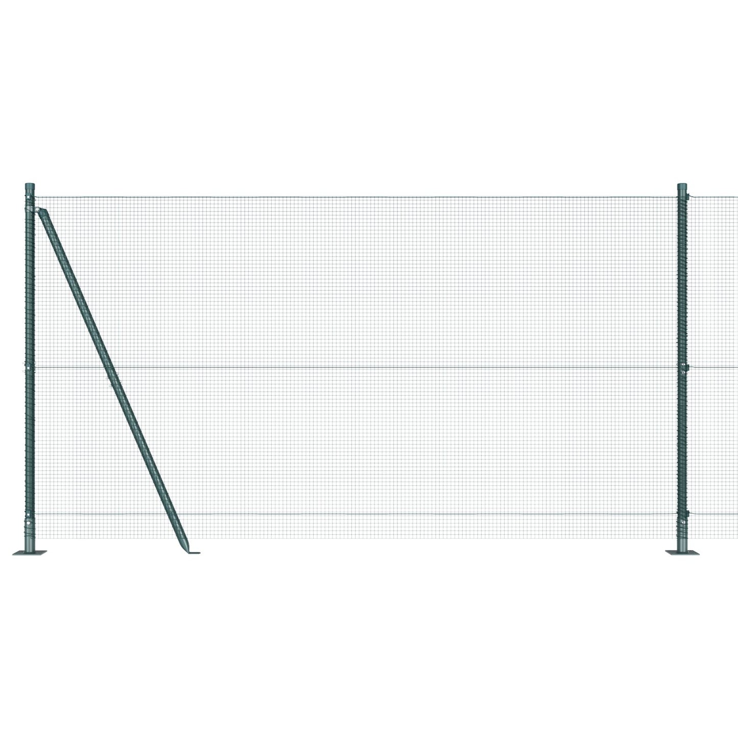 Gelast Draadhek Met 7 Flanged Palen Groen 1,2X10 M Staal Gegalvaniseerd Staal