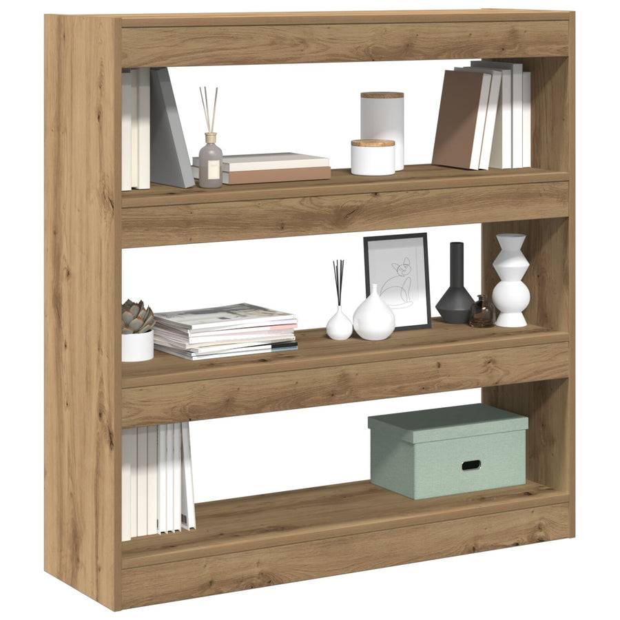 Boekenkast/Kamerscherm In Ambachtelijk Eiken - 100X30X103Cm, Gemaakt Van Gefabriceerd Hout