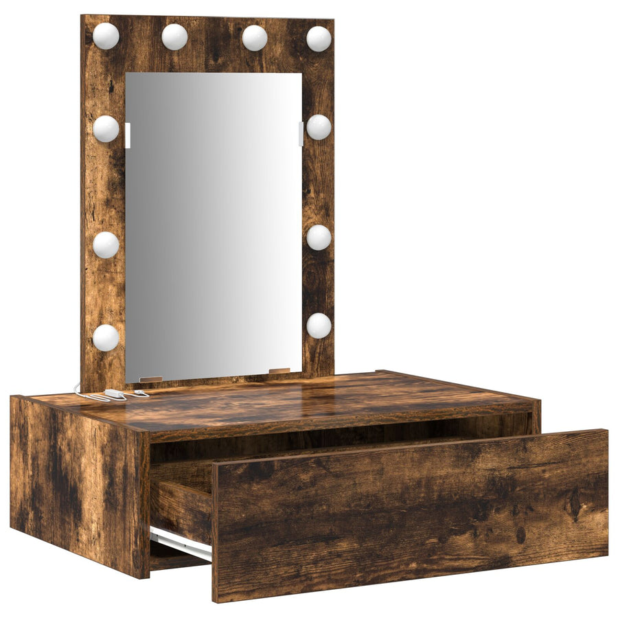 Wand Hangende Kaptafel -Verlichting In 60 x 40 x 70 cm Gerookt eiken met LED