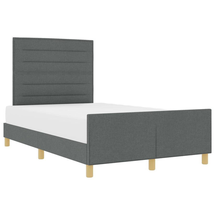 Bed Frame In Donkergrijs, 160X200 Cm, Stof Crème