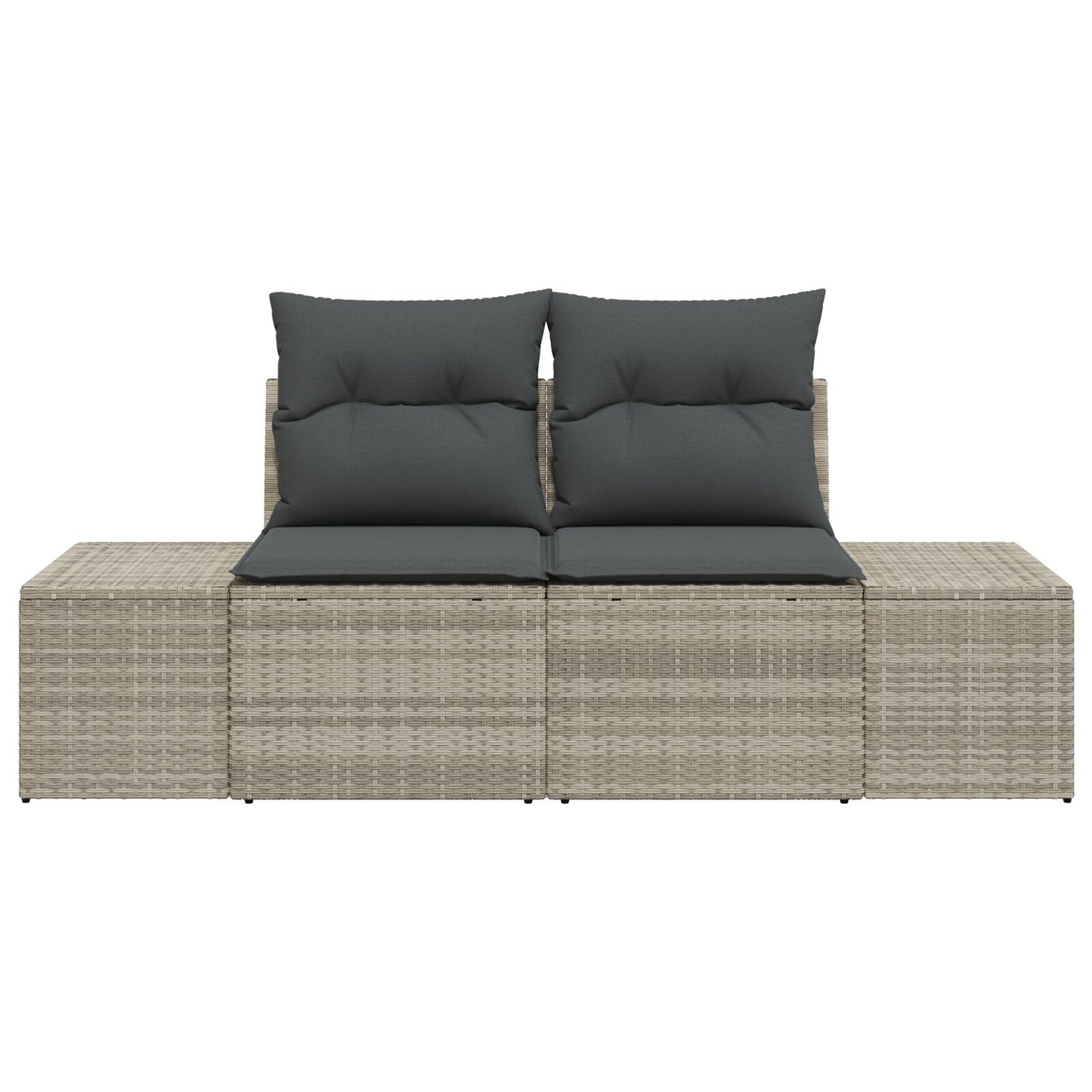 2-Zits Tuin Sofa En Kussens Grijs Poly Rattan Lichtgrijs met opslag
