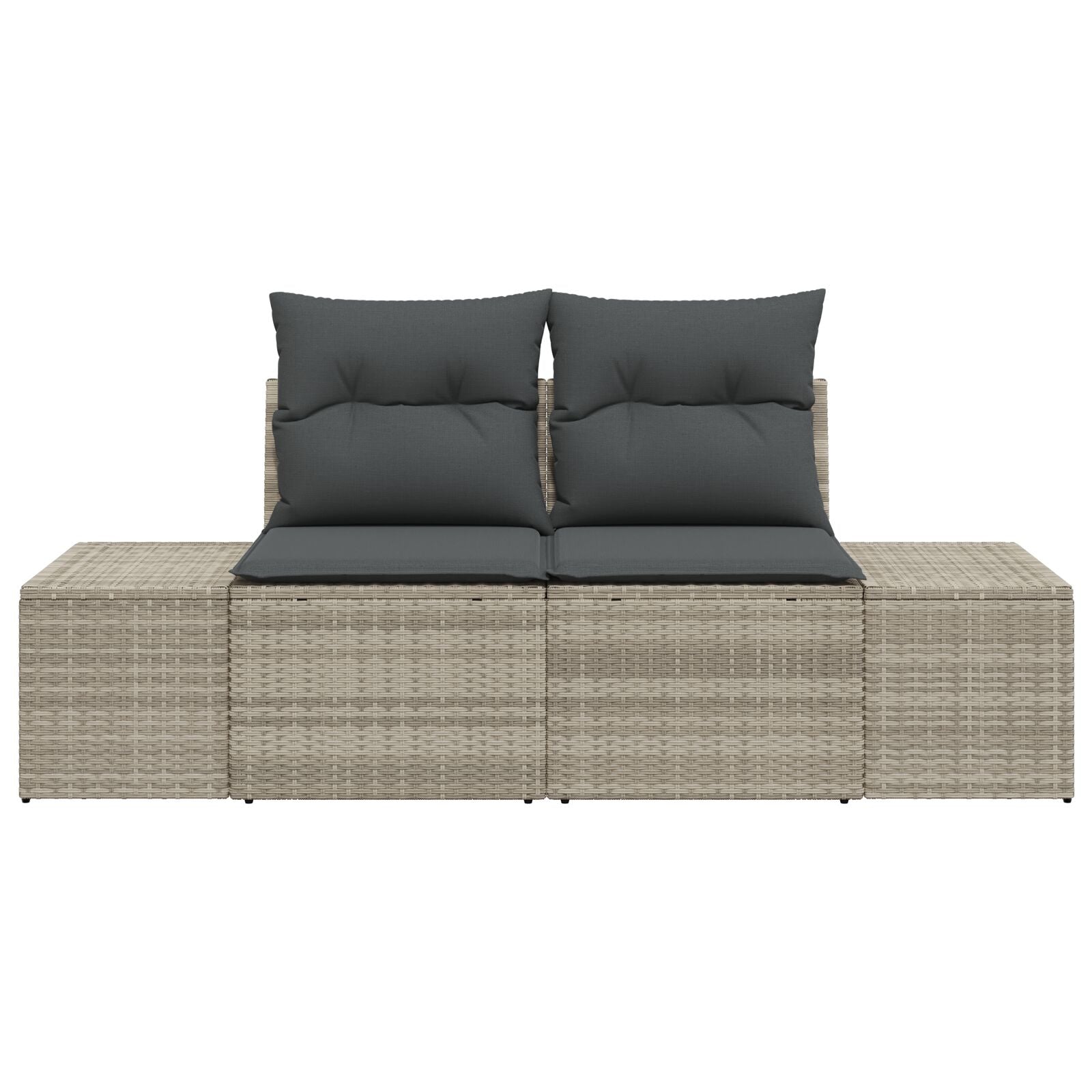2-Zits Tuin Sofa En Kussens Grijs Poly Rattan Lichtgrijs met opslag