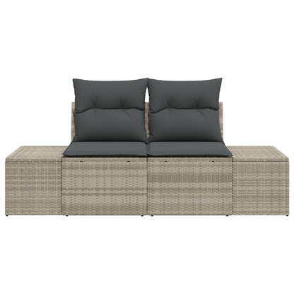 2-Zits Tuin Sofa En Kussens Grijs Poly Rattan Lichtgrijs met opslag