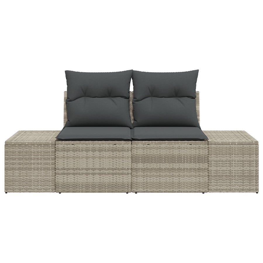 2-Zits Tuin Sofa En Kussens Grijs Poly Rattan Lichtgrijs met opslag