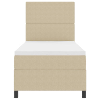 Boxspringbed Met Matras Lichtbeige 80X200 Cm Corduroy Stof
