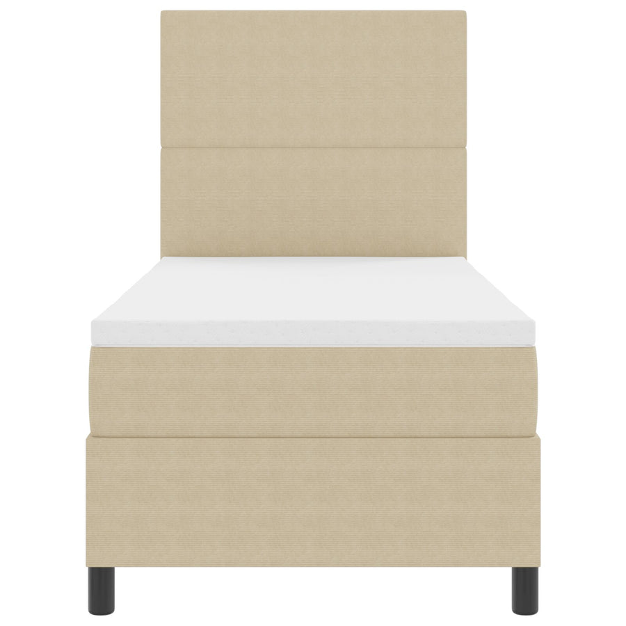 Boxspringbed Met Matras Lichtbeige 80X200 Cm Corduroy Stof