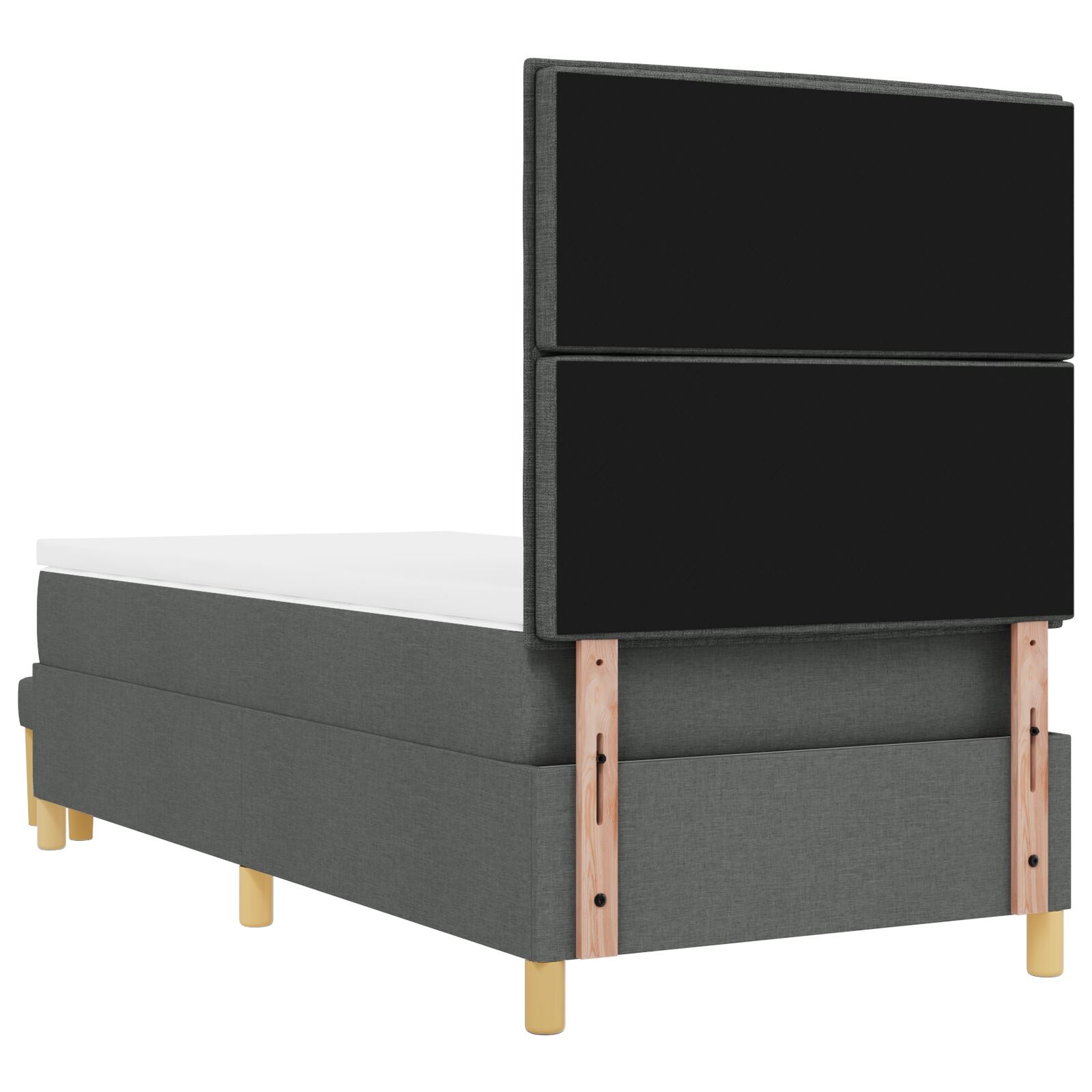 Boxspring Bed Met Matras & Bank Stof Donkergrijs 90 x 190 cm Lijnen ontwerp