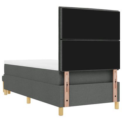 Boxspring Bed Met Matras & Bank Stof Donkergrijs 90 x 190 cm Lijnen ontwerp