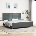 Bed Frame with Headboard Dark Grey 200 x 200 cm Fabric