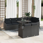 Garden Sofa Set with Cushions and Storage 9 pcs Black