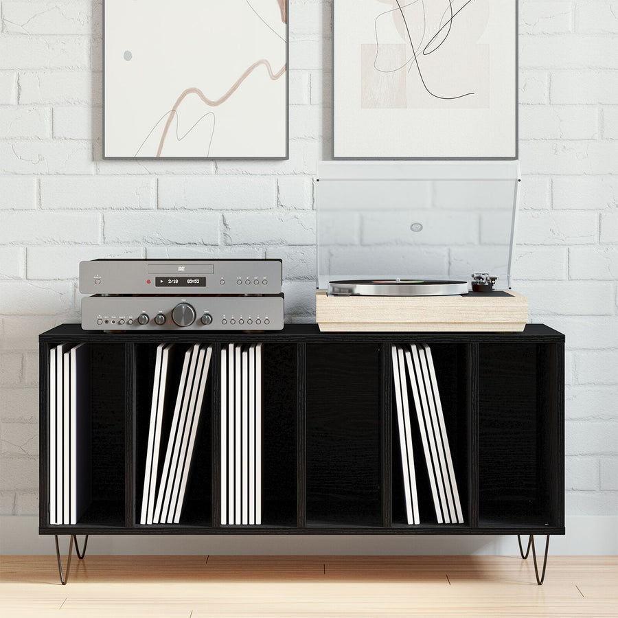 Record Cabinet 100X38X48 Cm Geprefabriceerd Hout Zwart eiken