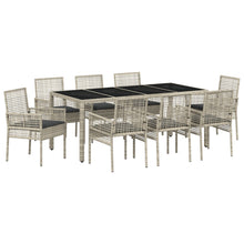 9-Delige Tuin Eetset Lichtgrijs Poly Rattan