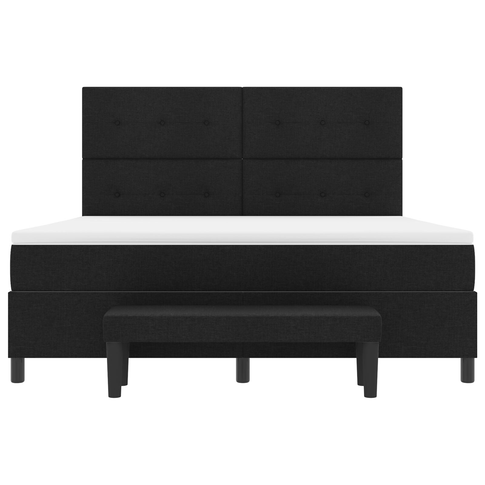 Boxspring Bed Met Matras & Bank Stof Zwart 180 x 200 cm Met knopen