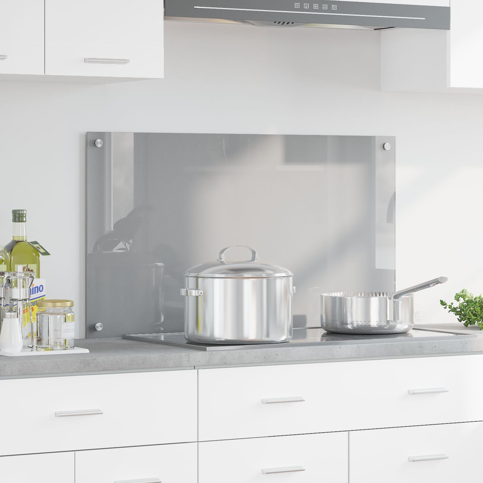 Keuken Achterwand 90X50X0,6 Cm Gehard Glas Lichtgrijs 90 x 50 cm