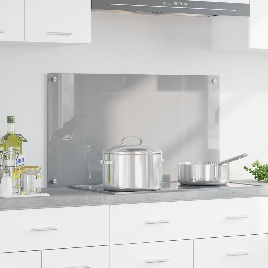 Keuken Achterwand 90X50X0,6 Cm Gehard Glas Lichtgrijs 90 x 50 cm