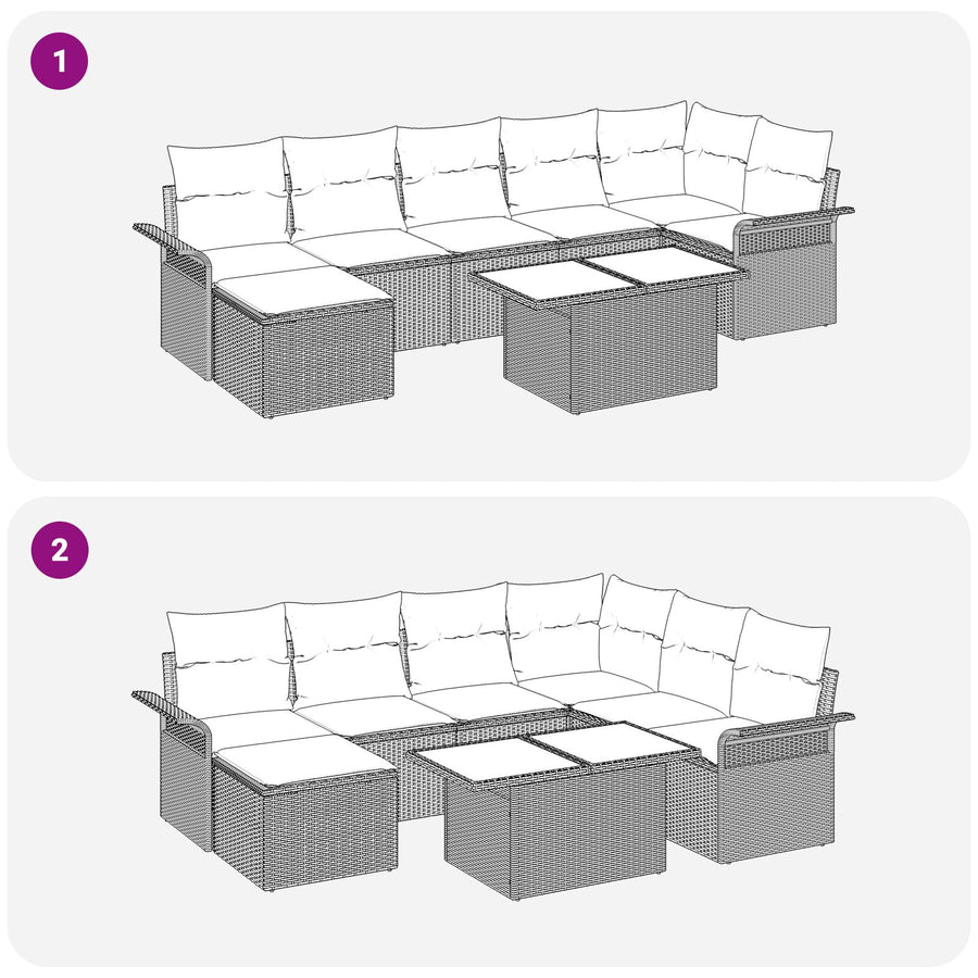 8-Delige Tuin Sofa Set Met Kussens Beige Poly Rattan