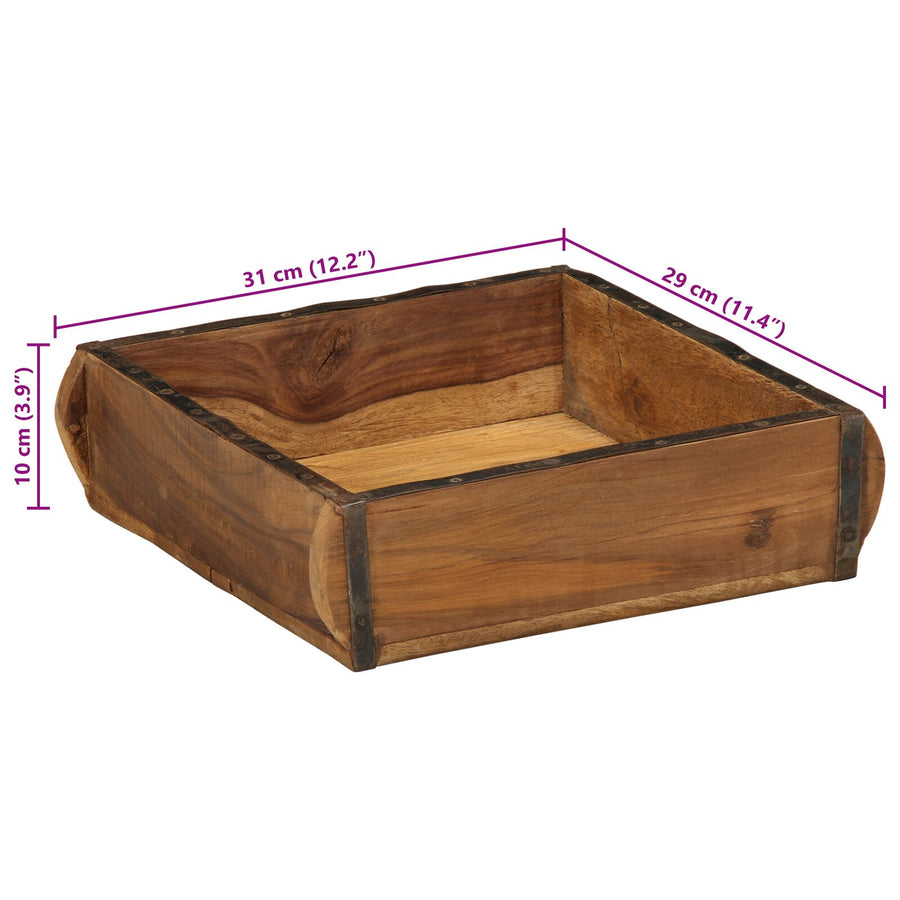 Plateau 31X29X10 Cm Massief Hout Gerecycled 29 x 31 x 10 cm