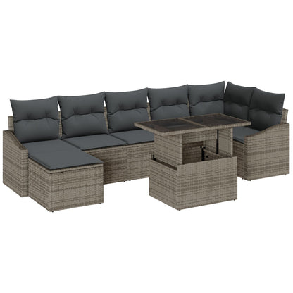 8-Delige Tuin Sofa Set Met Kussens Grijs Poly Riet