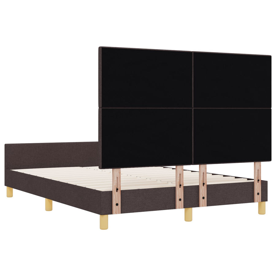 Bed Frame Donkerbruin 140X190 Cm Stof Crème