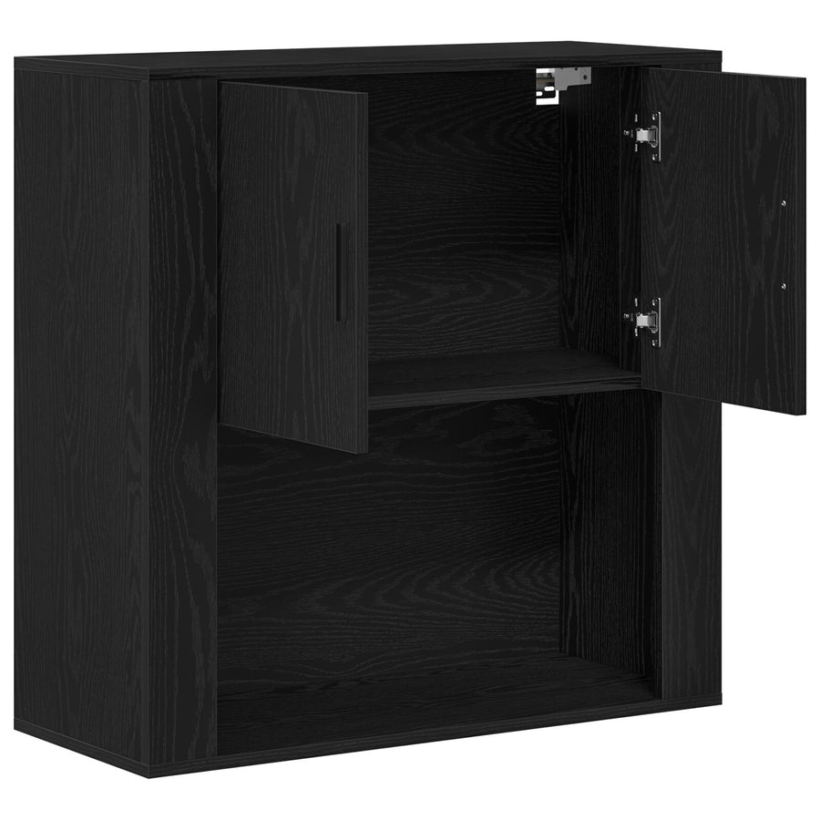 Wandkast 80X33X80 Cm Bewerkt Hout Zwart eiken