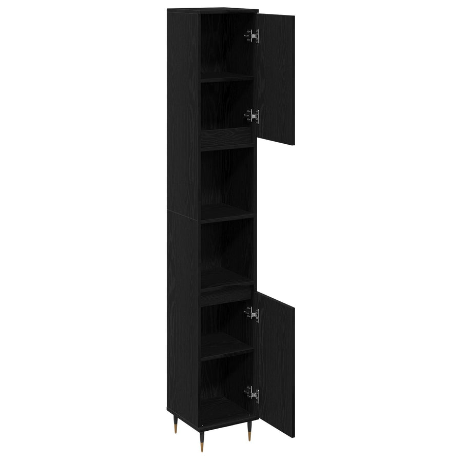 Badkamerkast 30X30X190 Cm Geengineerd Hout Zwart eiken