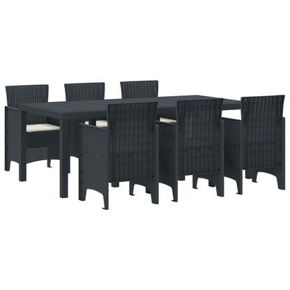 7-Delige Tuin Eetset Met Kussens Antraciet Poly Rattan