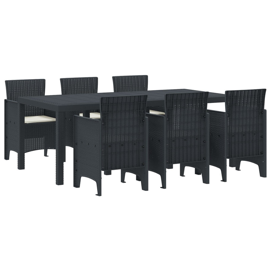7-Delige Tuin Eetset Met Kussens Antraciet Poly Rattan