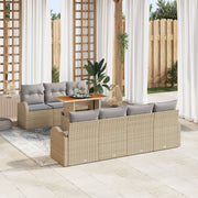 Tuin loungeset 8-delig beige lichtgrijs rotan
