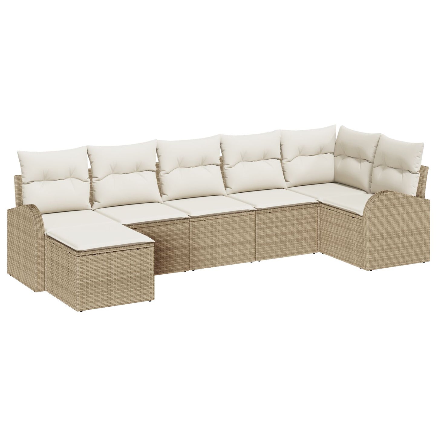 7-Delige Tuinbank Set Met Kussens Beige Poly Rattans