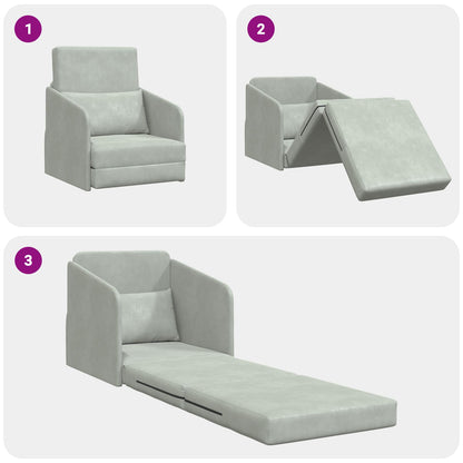 Vloer Sofa Bed 2-In-1 65X80X83 Cm Velvet Lichtgrijs