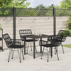 Tuin eettafelset 5-delig poly rattan zwart