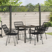 5-Delige Tuin Eetset Zwart Poly Rattan