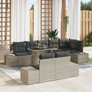 Loungeset 9-delig poly rotan lichtgrijs