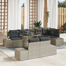 Tuin Sofa Set Set Van 9 Beige, Zwart Poly Rattan, Glas, Polyester