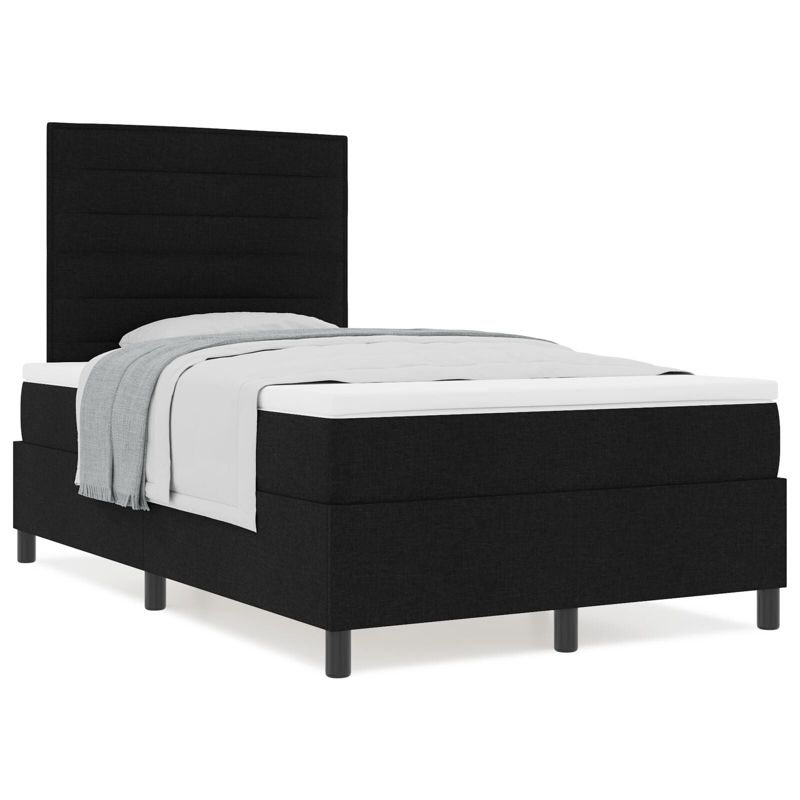 Boxspring Bed Met Matras Stof Zwart 120 x 200 cm Lijnen ontwerp