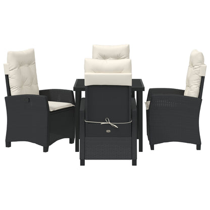 5-Delig Tuin Eetset Met Kussens Zwart Poly Rattan