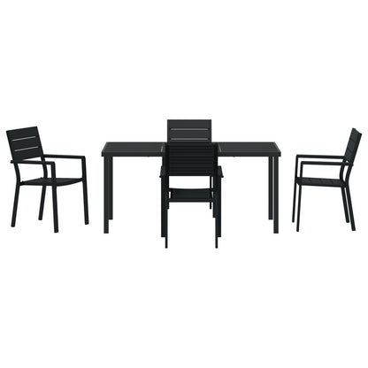 5-Delige Tuin Eetset Zwart Hdpe