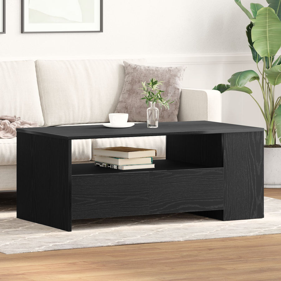Zwarte Eikenhouten Salontafel 102X55X43.5 Cm Gemaakt Van Engineered Wood