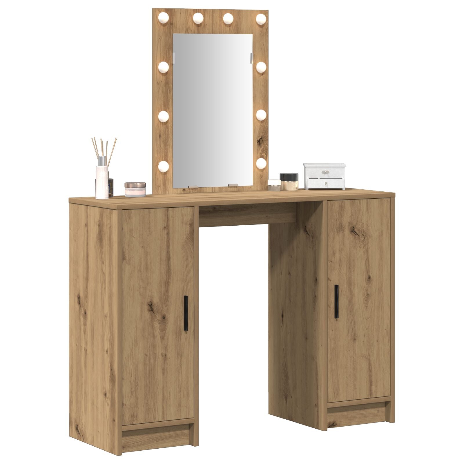 Dressing Tafel Met Led Verlichting 102X33X135 Cm Artisan eiken
