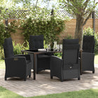 Tuin eettafelset poly rattan zwart 4 personen