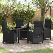 Tuin eettafelset poly rattan zwart 4 personen