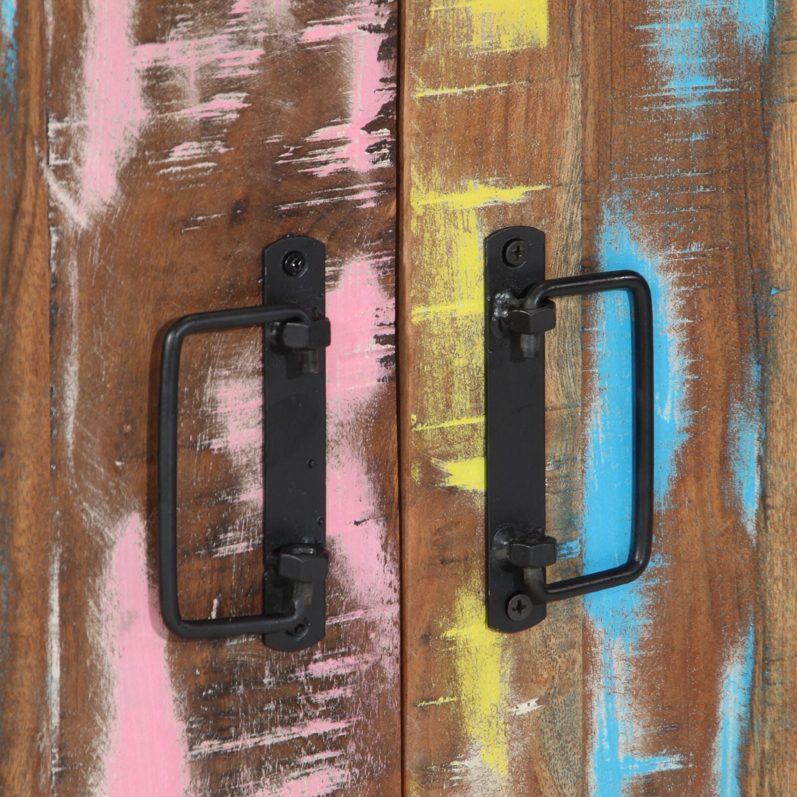 Schoenkast Zwart 30X30X40 Cm En Staal Massief gerecycled hout