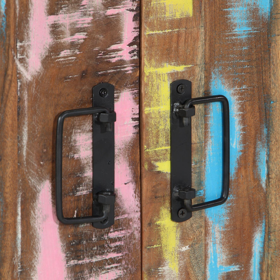 Schoenkast Zwart 30X30X40 Cm En Staal Massief gerecycled hout