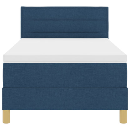 Boxspring Bed Met Matras Stof Blauw 90 x 200 cm Lijnenontwerp